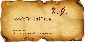 Komár Júlia névjegykártya